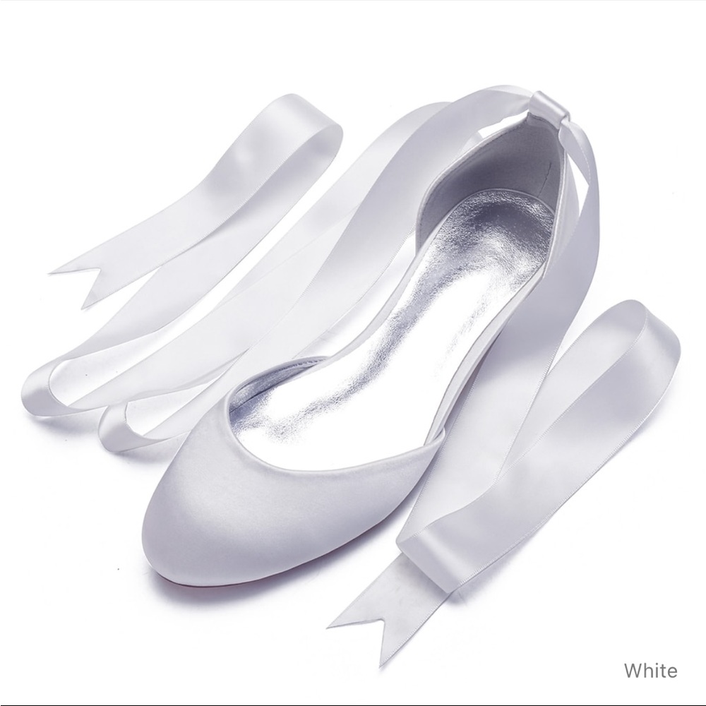 Elegant White Ballet Flats with Ribbon